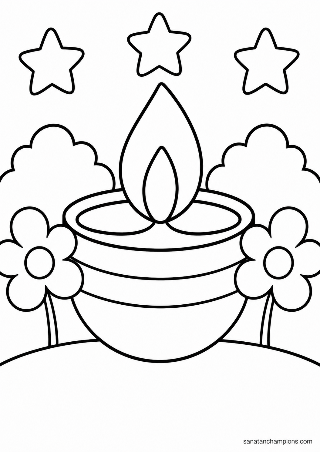 The Little Lamp — an illustrated colouring page, ages 4–6. Opens its page.